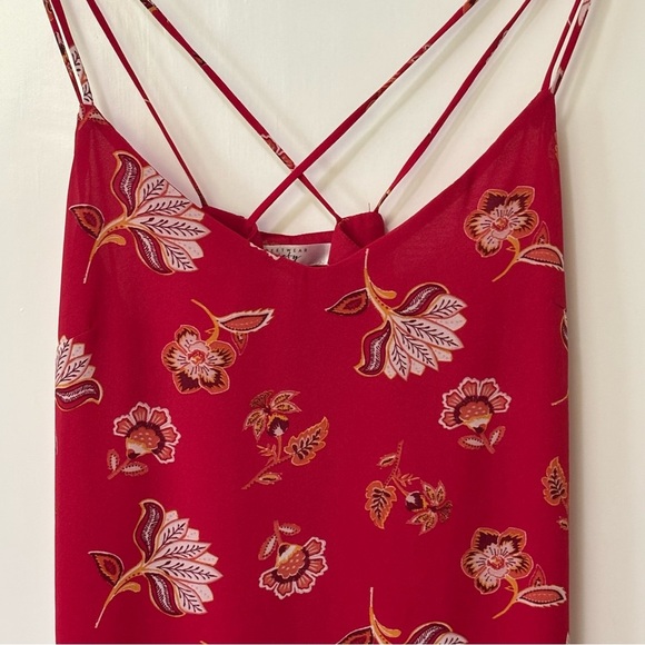 Streetwear Society| Red Floral X-Back Spaghetti Strap Mini Sheath Dress Sz M - Picture 1 of 5